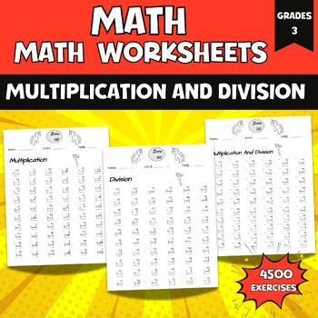 Preview of Math Multiplication and Division Worksheets Within 200, 3rd Grade Math Facts