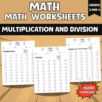 Preview of Math Multiplication and Division Worksheets Within 700, 3rd Grade Math Facts