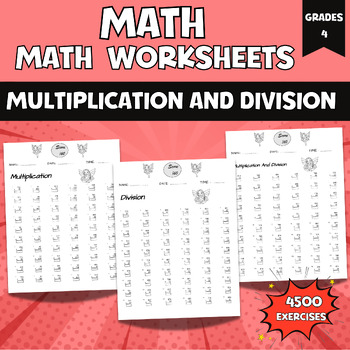 Preview of Math Multiplication and Division Worksheets Within 900, 3rd Grade Math Facts