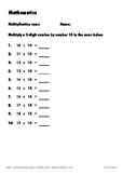 Math - Multiply 10 by 2-digit numbers - 15 pages of 10 sum