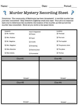 Math Murder Mystery! Solving Absolute Value Equations by Classroom 127