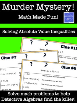 Solving Absolute Value Equations Murder Mystery - PDF & Digital