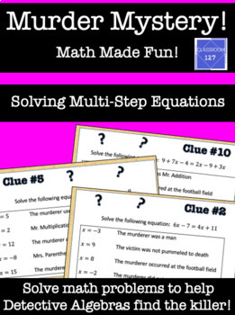 Preview of Math Murder Mystery!  Solving Multi-Step Equations