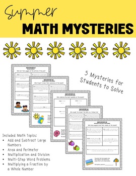 Preview of Math Mysteries - Summer Themed -EOY Activities