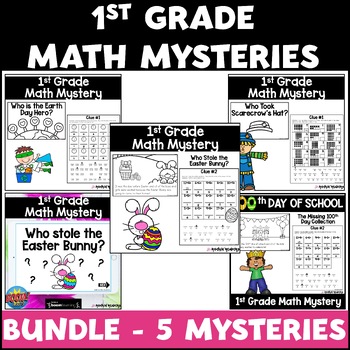 Preview of Math Mystery Bundle - Easter - Earth Day - Fall - 100th Day of School