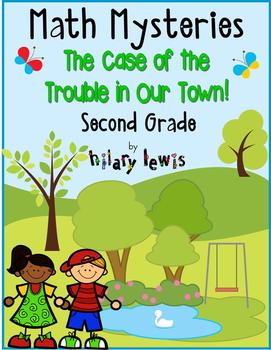 Preview of 2nd Grade Word Problems - Math Mystery - Case of the Trouble in Our Town