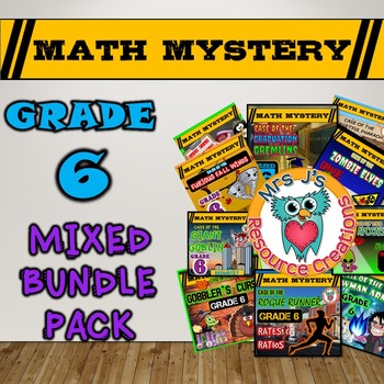 Preview of 6th Grade Mixed Math Mystery Bundle Pack