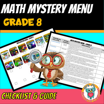Preview of Math Mystery Menu Checklist & Guide - 8th Grade