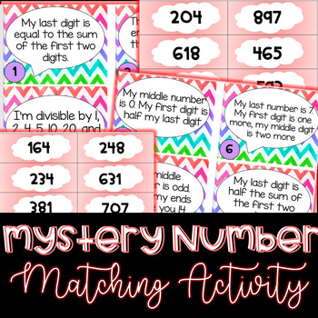 Preview of #TEACHERGRAM Math Mystery Numbers Matching Activity