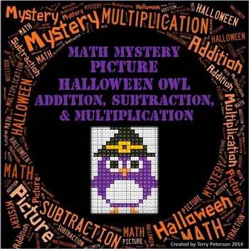 Preview of Math Mystery Picture Halloween Owl  Addition Subtraction Multiplication Division