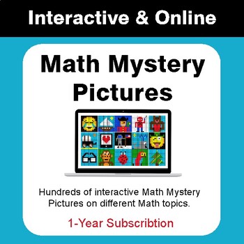 Preview of Math Mystery Pictures - Interactive & Online - 1-year subscription