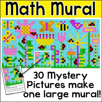 Preview of Color by Number Addition & Subtraction Mural: Spring Math Collaborative Poster