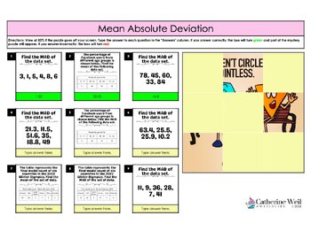 Preview of Math Mystery Puzzle: Mean Absolute Deviation
