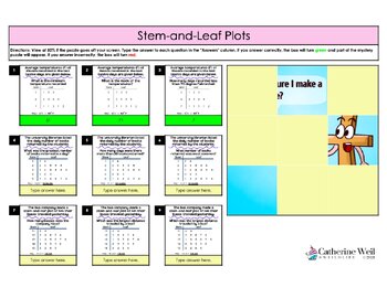 Preview of Math Mystery Puzzle: Stem-and-Leaf Plots