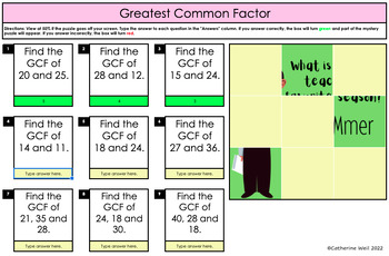 Preview of Math Mystery Puzzles: Numerical Expressions & Factors
