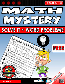 Preview of FREE Math Mystery: Word Problems ~ Solve it Riddles Grades 1-3