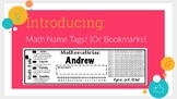 Math Name Tags (or bookmarks!)