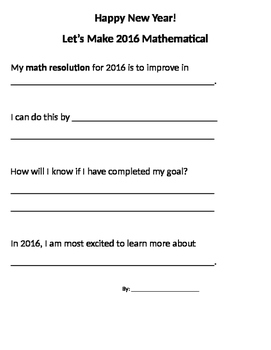 Preview of Math New Year's Resolutions 2016