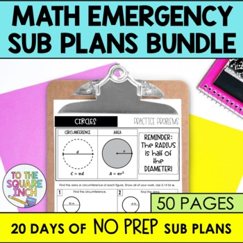 Preview of Math No Prep Sub Plans | Substitute Teacher Lessons for  Math