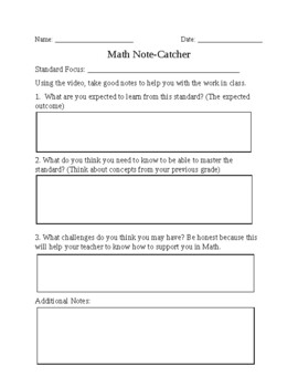 Preview of Math Note-Catcher