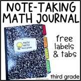 Math Note-Taking Journal Labels and Dividers Third Grade