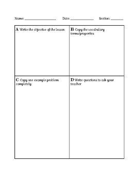 Preview of Math Note-taking Template