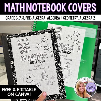 Preview of Math Notebook Covers for Half-Sized Shipping Labels - Free on Canva