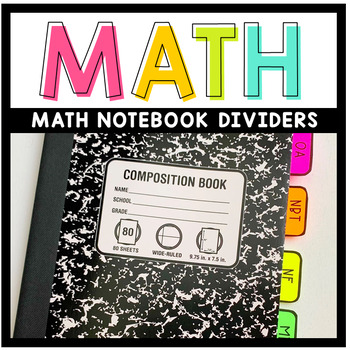 Math Notebook Dividers by Standards Domain Grades 3-5 by Savage in Second