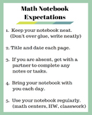 Math Notebook Expectations