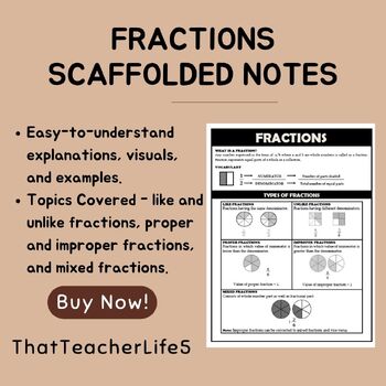 Preview of Math Notebook - Introduction to Fractions - Scaffolded Notes