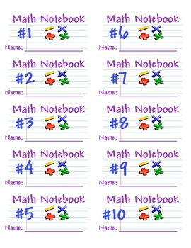 math notebook labels