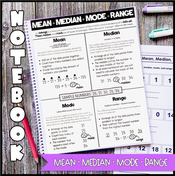 Preview of Math Notebook: Mean Median Mode Range (Personal Anchor Chart)