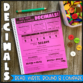 Preview of Math Notebook: Read, Write, Round & Compare Decimals (Personal Anchor Chart)