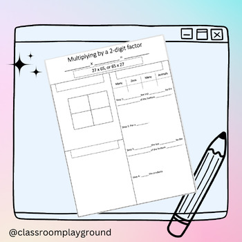 Preview of Math Notes: Multiplication by 2 digit factors: 3 strategies FULLY EDITABLE