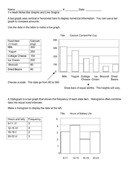 Preview of Math Notes: Organizing data, bar graphs, and line graphs