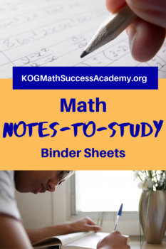 Preview of Math Notes-to-Study Binder Sheets