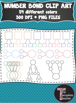 Preview of Math Number Bond Clip Art - 54 different colors and shapes - PNG files