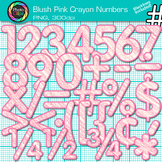 Math Number Clipart: Blush Pink Crayon Effect Clip Art, Tr