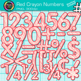 Math Number Clipart: Red Crayon Effect Clip Art Transparen