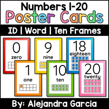 Preview of Math Numbers 1-20 + Shapes Posters | Classroom Decor | Rainbow