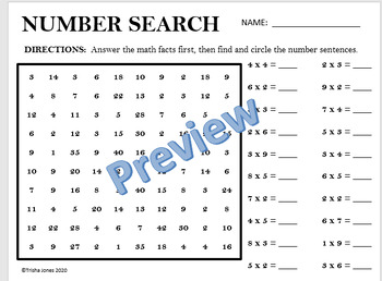 Math Number Searches by Trisha Jones | Teachers Pay Teachers