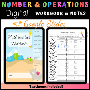 Preview of Math Number Workbook Booklet Digital Google Slides Worksheets Beginning of year