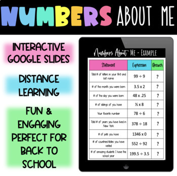 Preview of Math Numbers About Me - Google Slides - Distance Learning - End of Year