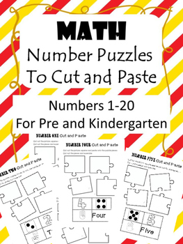 Preview of Math Number Puzzles, Cut and Paste Activites