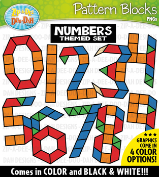 Preview of Math Numbers Puzzle Pattern Blocks Clipart {Zip-A-Dee-Doo-Dah Designs}