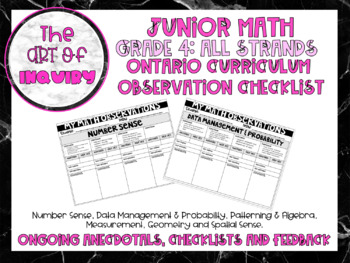 Preview of Math Observations | Ontario Curriculum | Grade 4 Expectations | All Strands