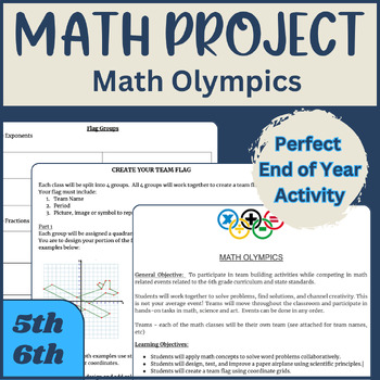Preview of Math Olympics | Review | Group Project | End of Year Activity | 6th Grade