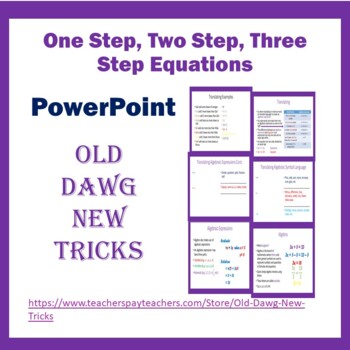 Preview of Math: One Step, Two Step, Three Step Equations PowerPoint