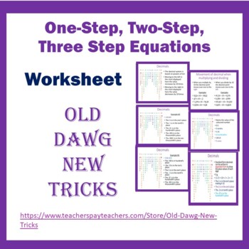 Preview of Math: One-Step, Two-Step, Three Step Equations Worksheet