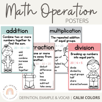 Math Operation Posters | MODERN RAINBOW Color Palette | Calm Colors Decor